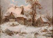 Karl Julius von Leypold Dorfansicht im Winter oil painting